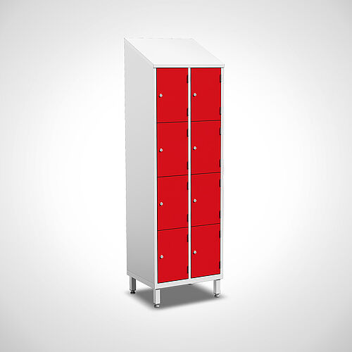 Compartment cupboard made of powder-coated sheet steel Type FS4-AF-ST-EU-G, 8 compartments in compartment width 300 mm, item no. 45.00.05.32 