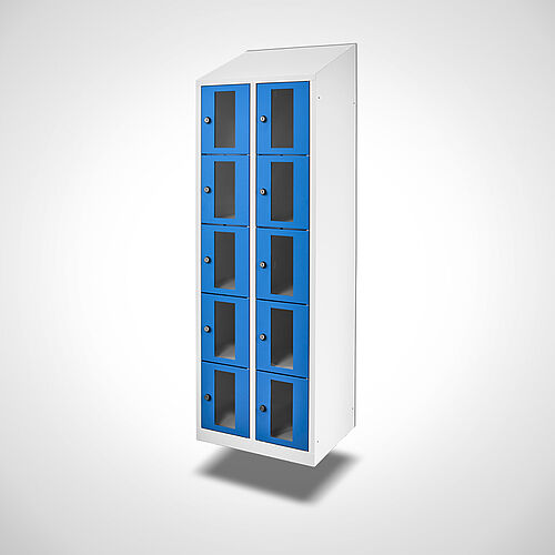 Wall-mounted compartment cupboard with acrylic glass doors Type FSA5-WH-ST-EU 2 compartments with 300 mm compartment width, item no. 46.00.05.42 