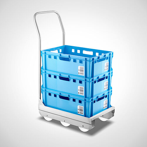 Stainless steel trolley with push handle Type STR-2 with E2-container 