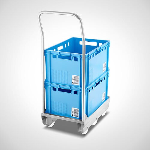 Stainless steel trolley with push handle Type STR-2 with E3-container 