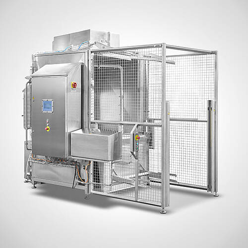 Cabin washing system Type KWA-200 for bin trolleys with safety fence, item no. 11.10.02.70 