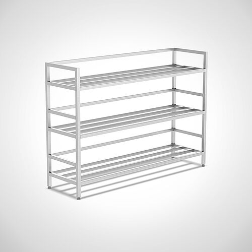 Stainless steel storage rack, Type LR-ED 3-5, 3-floors for 5 containers next to each other, art. no. 59.01.00.55 