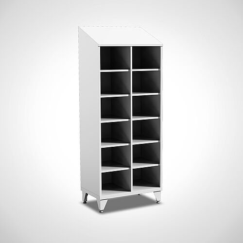 Compartment cupboard made of powder-coated sheet Type FS6-AF-ST-EU-O, 12 compartments in compartment width 400 mm, art. no. 45.00.06.73 