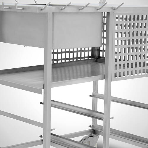 Cutting set/parts service trolley type STSW/1 99-60, Item No. 43.00.00.50 with one perforated sheet tray 