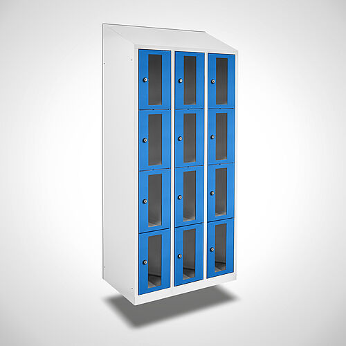 Wall-mounted compartment cupboard with acrylic glass doors Type FSA4-WH-ST-EU 3 compartments with 300 mm compartment width, item no. 46.00.05.24 