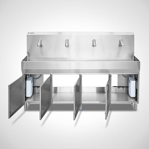 Base cabinet with feet Type US-WR-HL-4/ 41, item no. 12.00.03.34 with optional sensor hand wash basin Type HWB-HL 4/41, item no. 12.00.01.64 