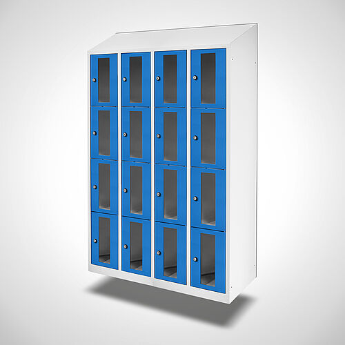 Wall-mounted compartment cupboard with acrylic glass doors Type FSA4-WH-ST-EU 4 compartments with 300 mm compartment width, item no. 46.00.05.26