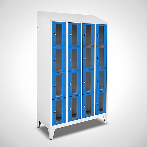 Compartment cupboard with acrylic glass doors Type FSA4-AF-ST-EU 4 compartments with 300 mm compartment width, item no. 46.00.05.36 
