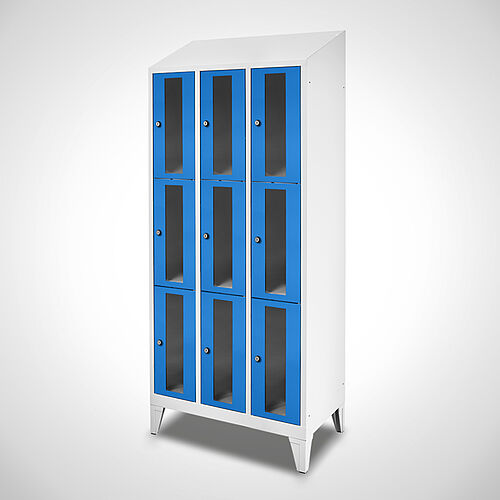 Compartment cupboard with acrylic glass doors Type FSA3-AF-ST-EU 3 compartments with 300 mm compartment width, item no. 46.00.05.14 
