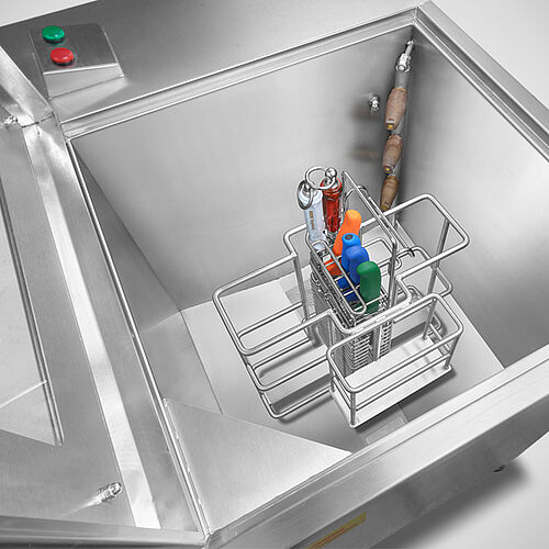 Knife basket pressure cleaner, Internal space: Holding device with small knife basket 