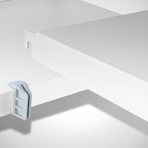 Modular aluminium shelf-system: Corner connector for mountable shelves (corner shelf) 
