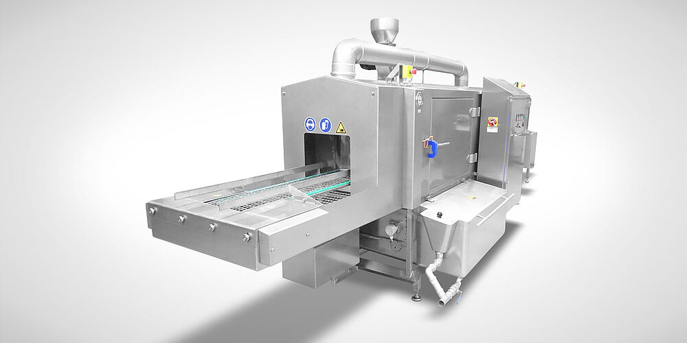 Industrial washer for cleaning cans, buckets and bagged goods Type DLWA-250-CWS 201-1 HIGHLINE | Mohn GmbH 